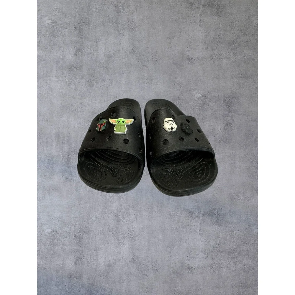 Crocs Iconic Comfort Black Rubber Slides Sandals Men's 9 Women's 11 Starwars